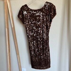 Glamorous Sparkling Chocolate Sequin Mini Dress